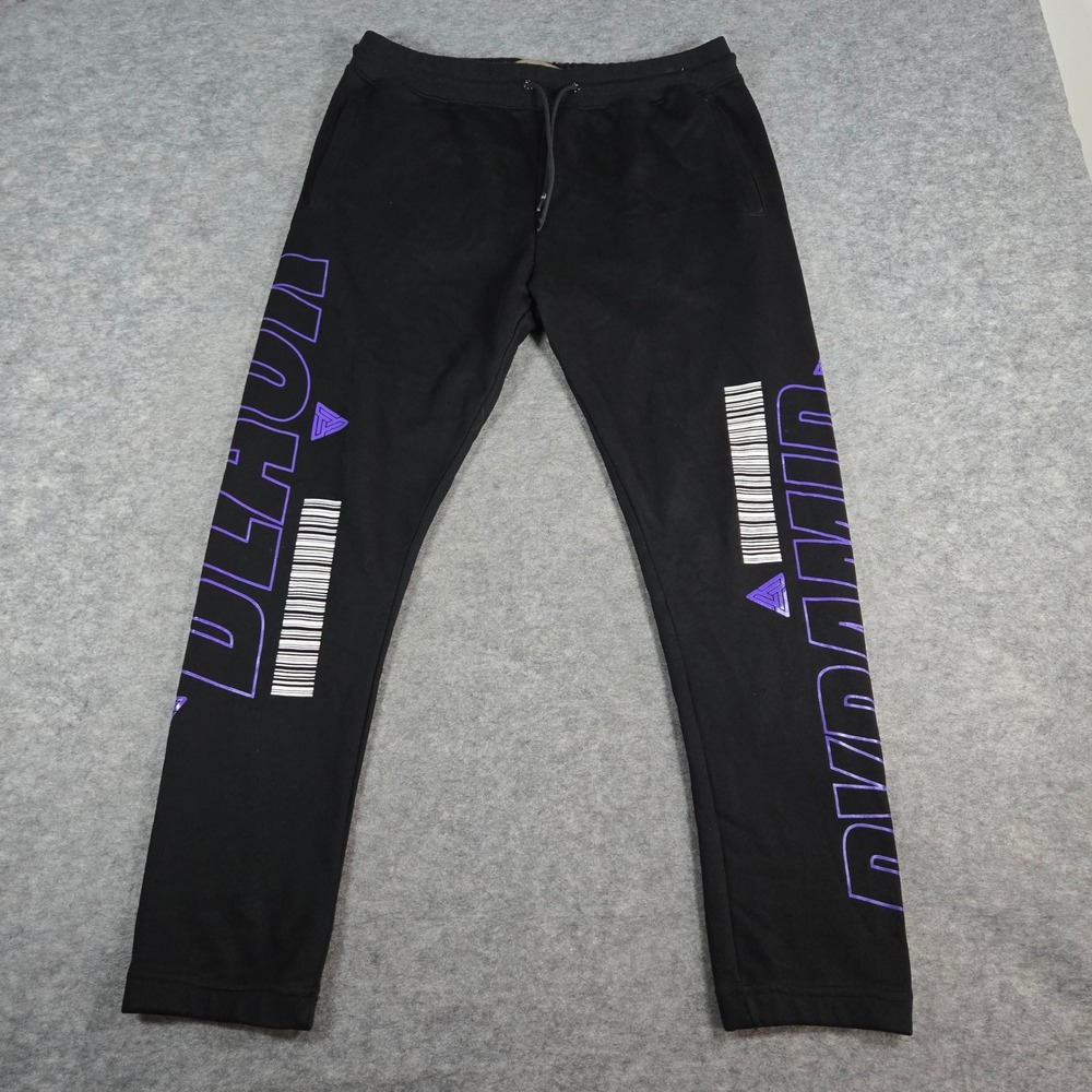 Black Pyramid Mens Black Graphic Streetwear Jogger Sweatpants XL